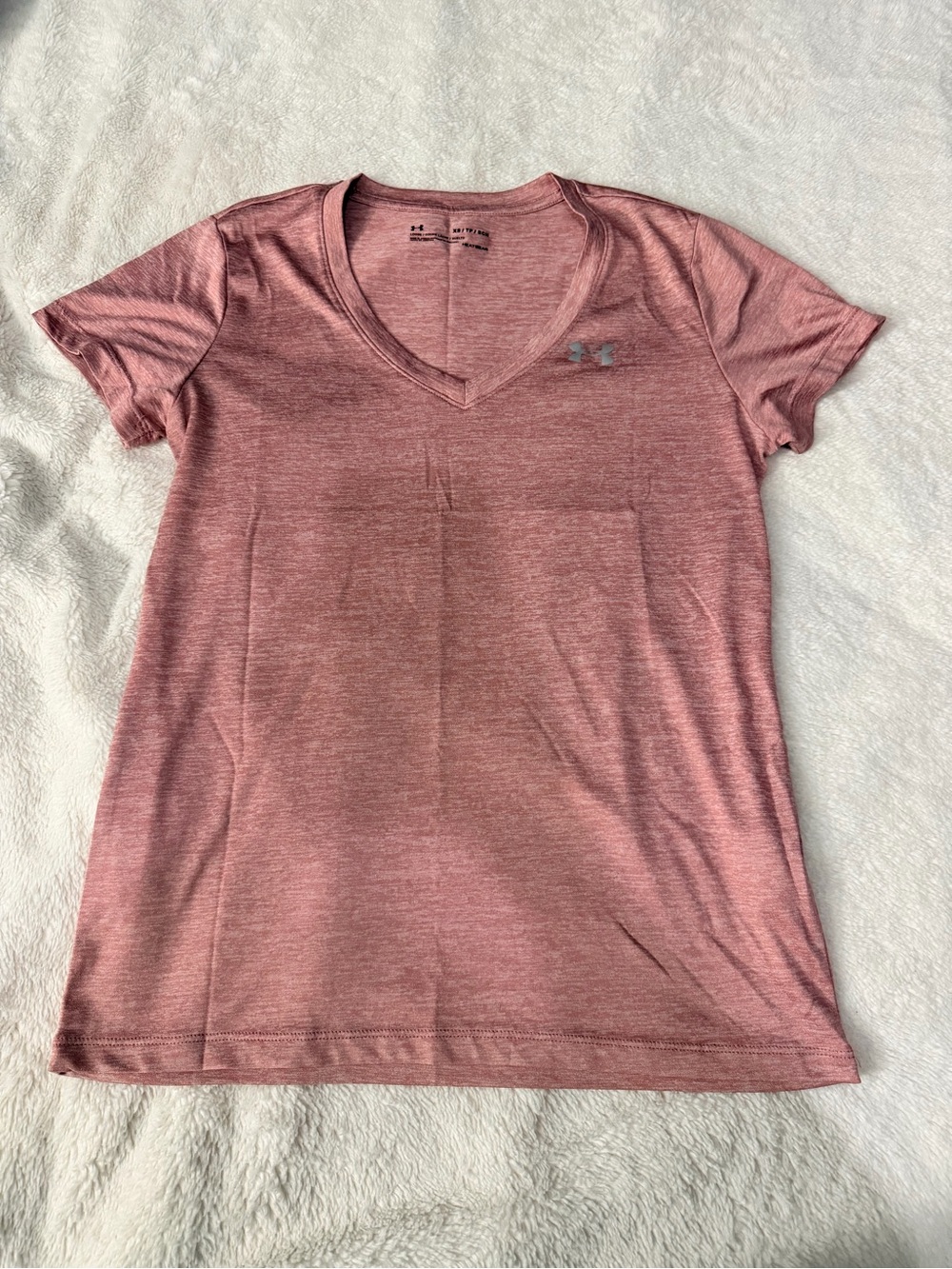Under Armour Women's Heathered Rose Pink V-Neck Performance Tee